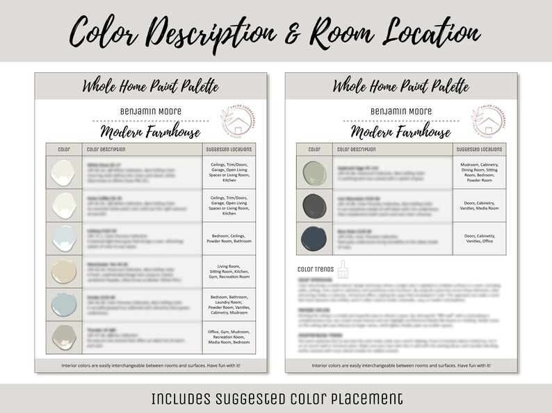 Whole Home Modern Farmhouse Paint Palette Benjamin Moore Interior Color ...