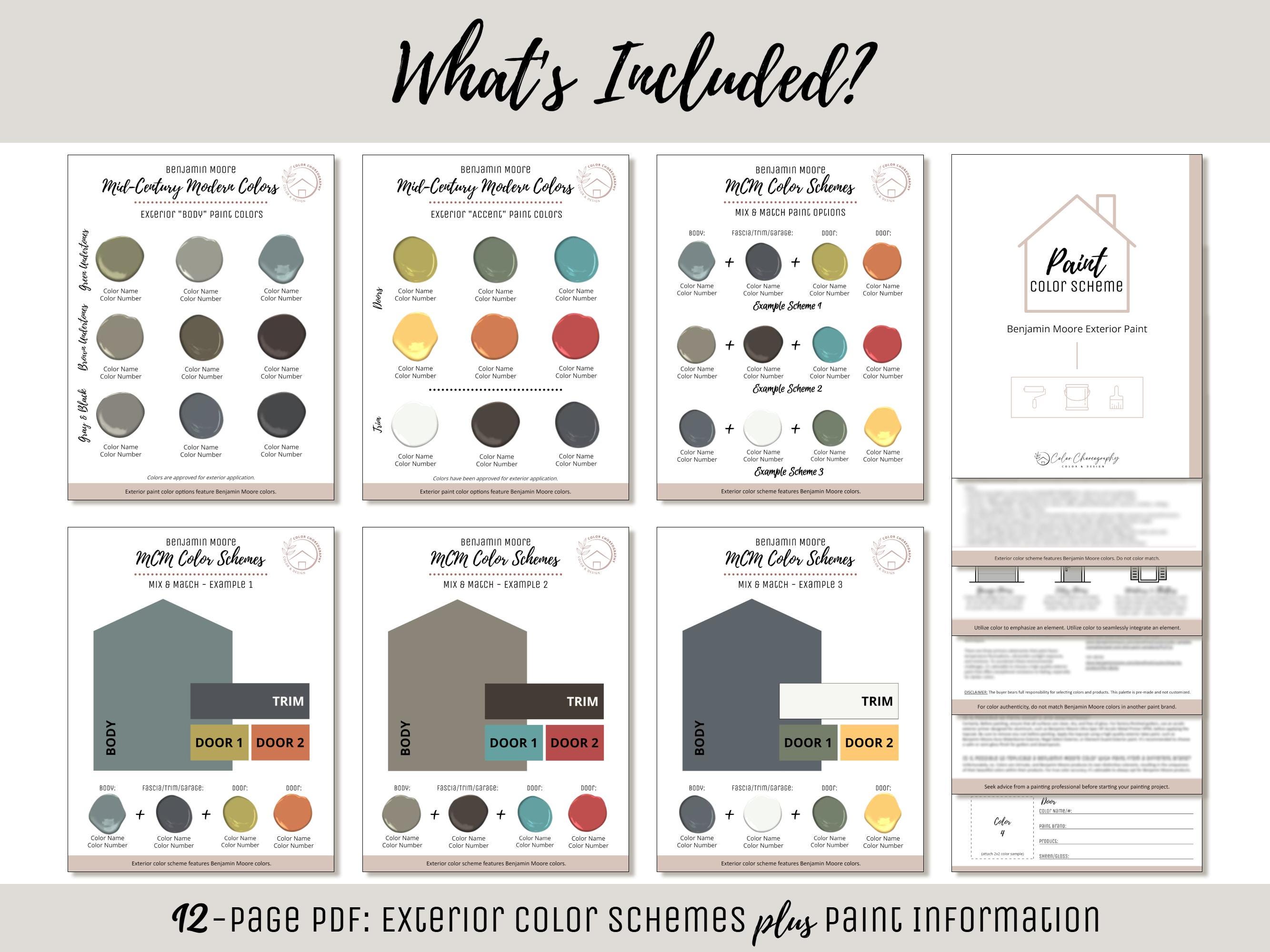 Mid-century Modern Exterior Home Paint Color Scheme Benjamin Moore Paint  Selection Color Palette MCM Exterior House Design Color Consult - Etsy, image size:2667x2000