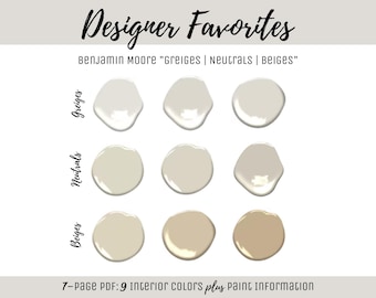 Esquema de colores de pintura para interiores de casas Tendencia de pintura de Benjamin Moore Paleta de pintura popular Beige neutro más vendido Color de pintura favorito de los diseñadores