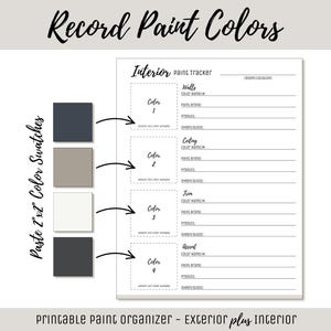 Suivi des couleurs de peinture imprimable, Guide du planificateur de projet, Guide du dossier de la maison, Journal de rénovation domiciliaire, Organiseur de décoration d'intérieur, Journal de l'entrepreneur