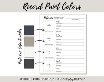 Paint Color Tracker Printable, Project Planner Guide, House Record Guide, Home Renovation Journal, Interior Design Organizer, Contractor Log