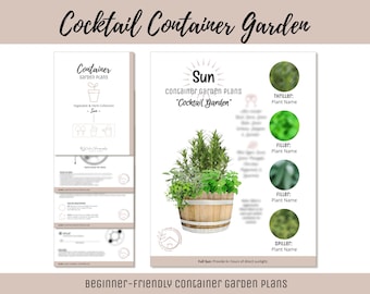 Eenvoudig eetbare container Tuinplan Groentekruidentuinontwerp Beginnerstuingids How-To Moestuinindeling Cocktail Thematuin
