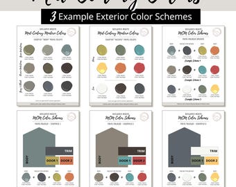 Mid-Century Modern Exterior Home Paint Color Scheme Benjamin Moore Paint Selection Color Palette MCM Exterior House Design Color Consult PDF