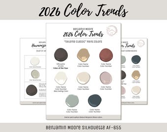 2026 Color Trends Benjamin Moore Interior Home Paint Color Scheme Trending Popular Paint Palette Consult Color of the Year Silhouette AF-655