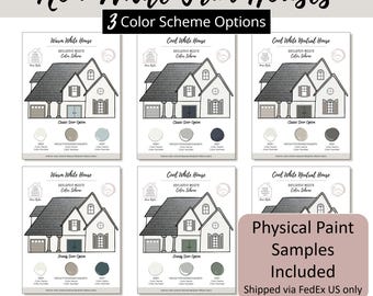 Non-White Trim House Bundle Exterior Paint Color Scheme Guide Benjamin Moore Paint Palette Home Exterior Design Selection Renovation Plan