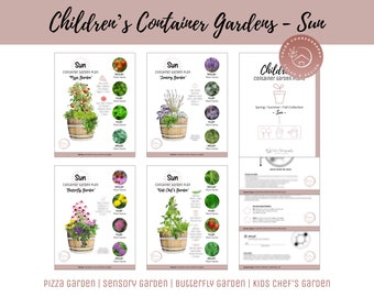 Kids' Container Garden Plan, Vegetable Herb Garden Design Plan, Beginner Gardening, How-To Children's Garden, Themed Butterfly Garden Plan