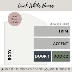 Exterior Home Paint Color Scheme Benjamin Moore Paint Selection Color Palette Exterior House Design Color Consult Paint Ideas Cool White