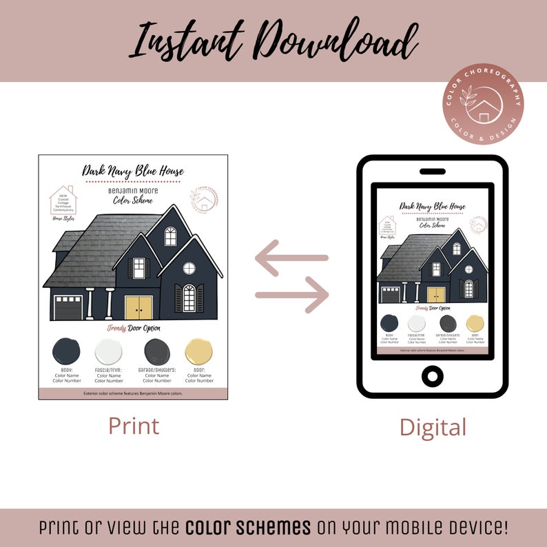 Paint Color Palette, Exterior Home Color Scheme, Benjamin Moore Paint