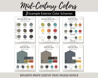 Mid-Century Modern Exterior Home Paint Color Scheme Benjamin Moore Paint Selection Color Palette MCM Exterior House Design Color Consult