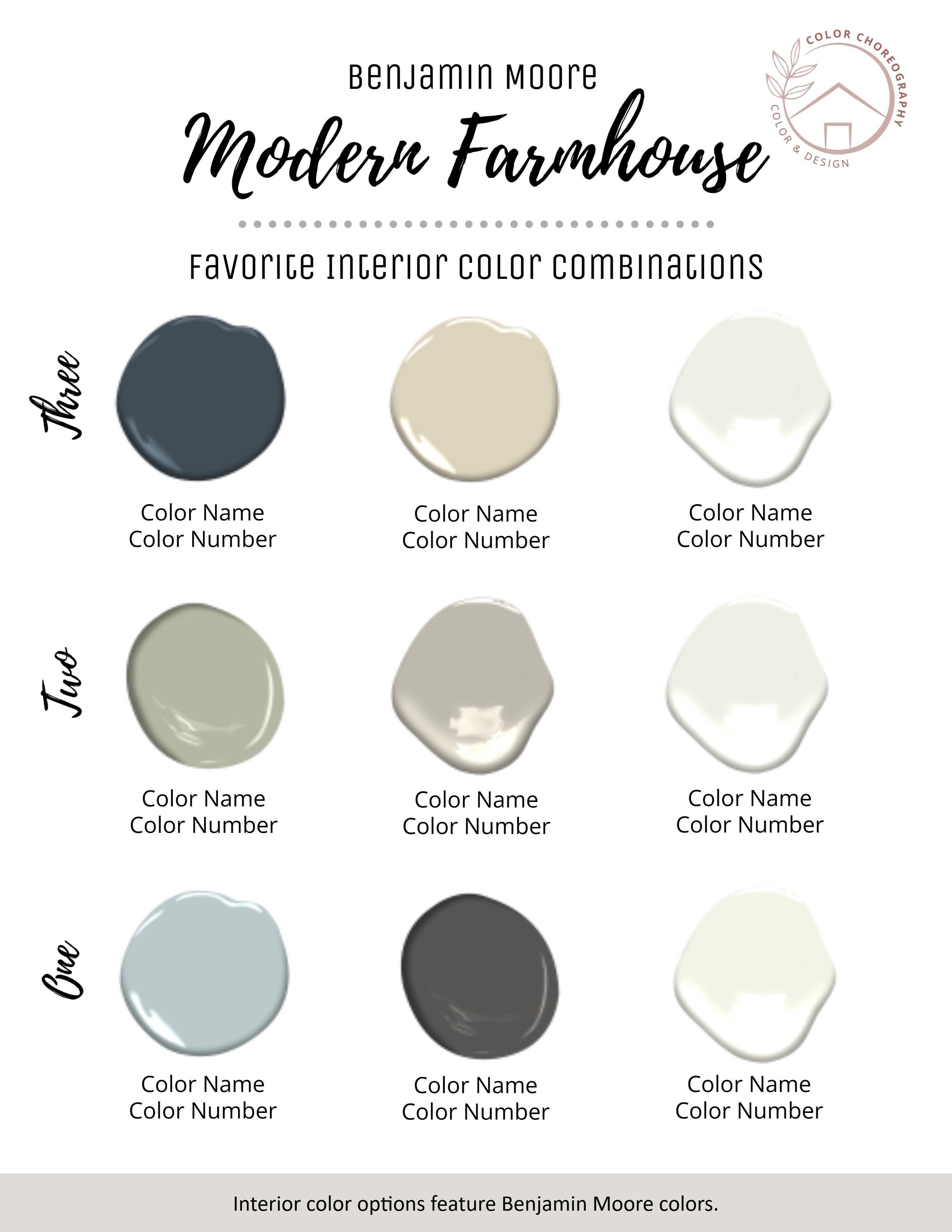 Whole Home Modern Farmhouse Paint Palette Benjamin Moore Interior Color ...