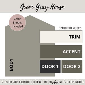 Exterior Home Paint Color Scheme Benjamin Moore Paint Selection Color Palette Exterior House Design Color Consult Paint Ideas Green-Gray