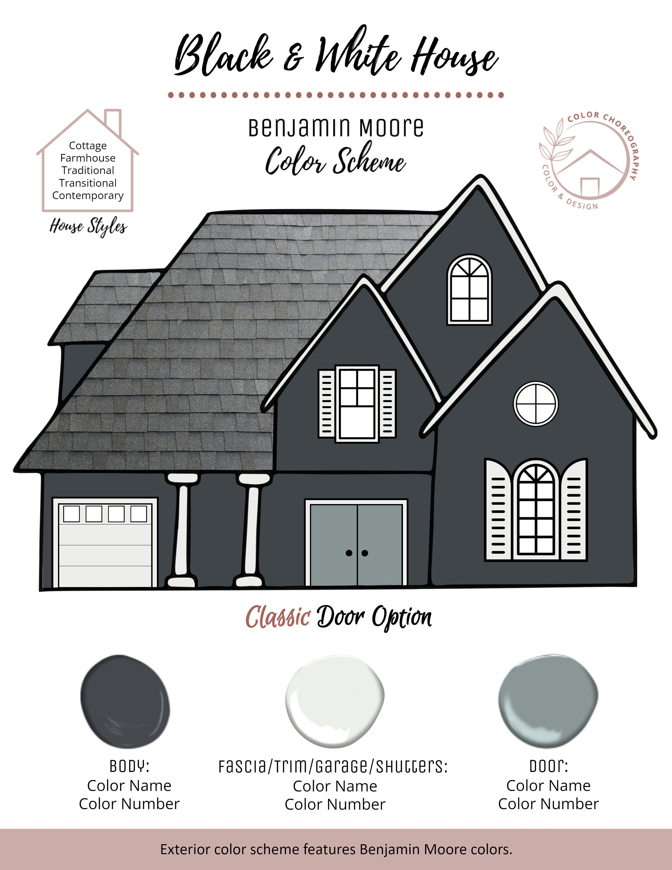 Paint Color Palette, Exterior Home Color Scheme, Benjamin Moore Paint