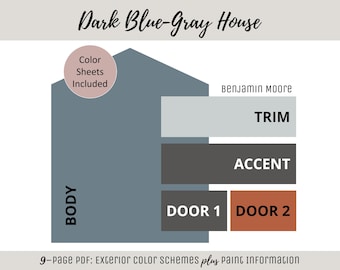 Exterior Home Paint Color Scheme Benjamin Moore Paint Selection Color Palette Exterior House Design Color Consult Paint Ideas Dark Blue-Gray