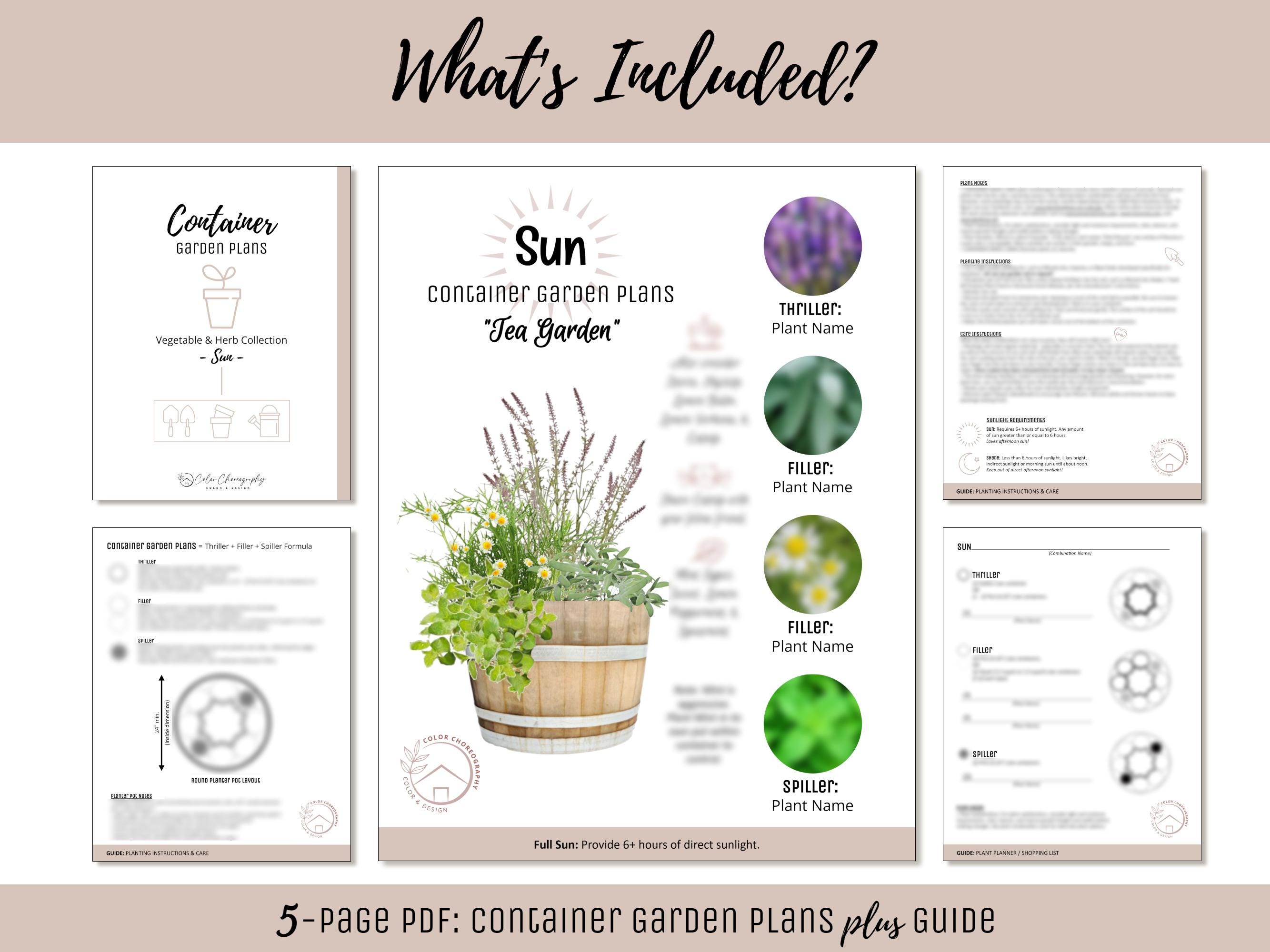 Easy Edible Container Garden Plan Vegetable Herb Garden Design  Beginner-Friendly Garden Guide How-To Kitchen Garden Layout Tea Theme Garden, image size:2667x2000