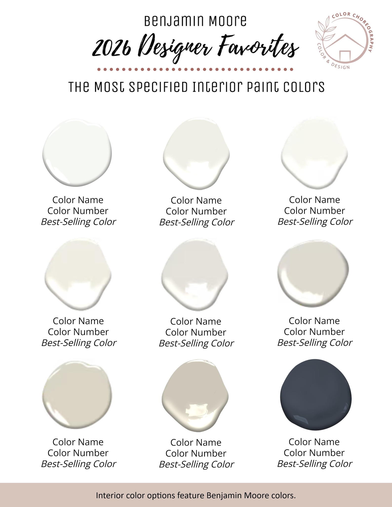 Benjamin Moore 2026 Paint Palette Designer Favorite Interior Home Color ...