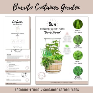 Easy Kids Container Garden Plan Vegetable Herb Garden Design Beginner-Friendly Garden Layout How-To Children Garden Burrito Theme Garden