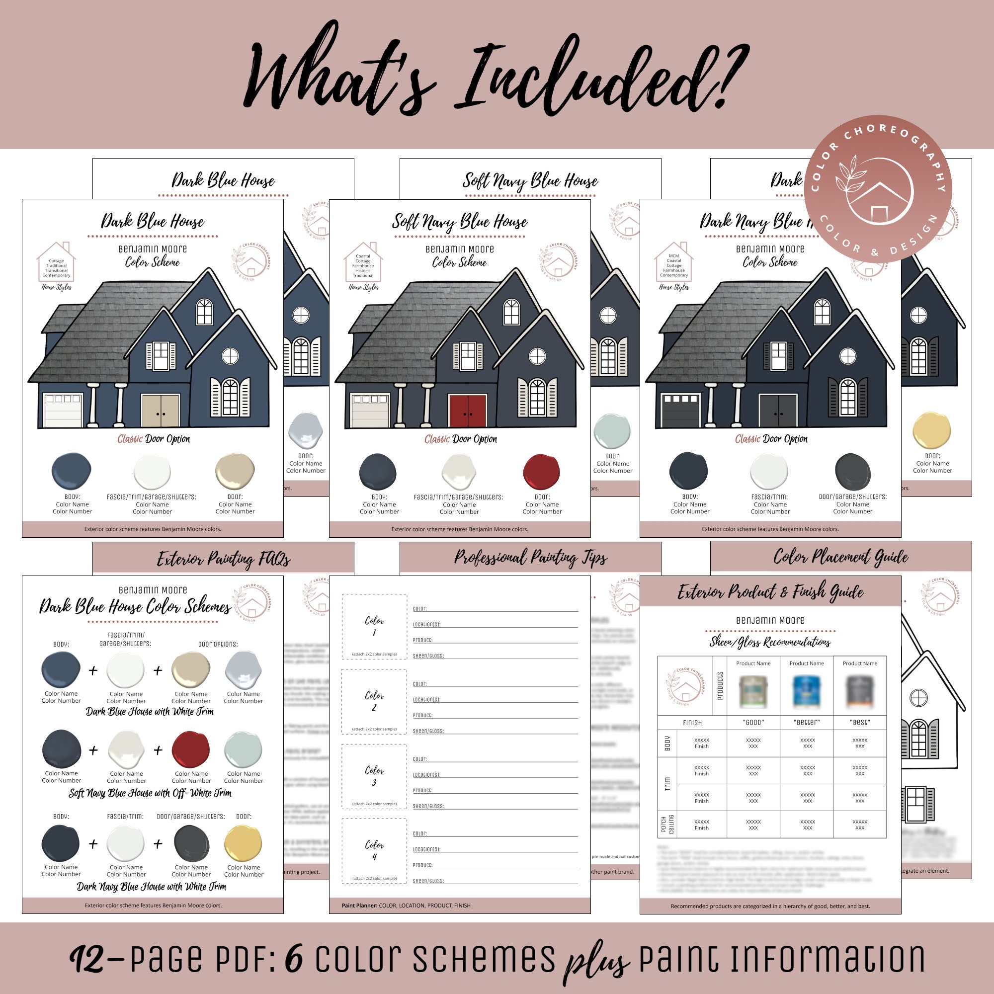 Paint Color Palette, Exterior Home Color Scheme, Benjamin Moore Paint