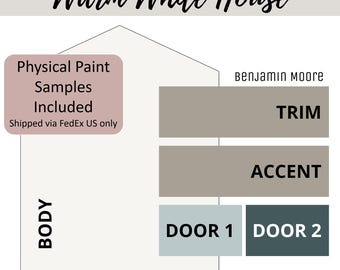 Warm White Taupe Exterior Home Paint Color Scheme Benjamin Moore Paint Palette Whole House Exterior Color Design Guide Renovation Planner