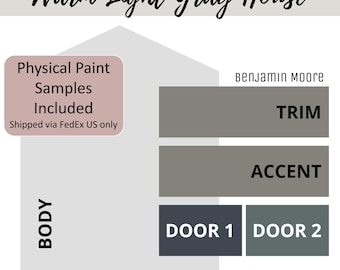 Warm Light Gray Exterior Home Paint Color Scheme Benjamin Moore Paint Palette Whole House Exterior Color Design Guide Renovation Planner