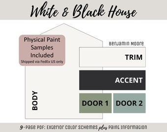 Exterior Home Paint Color Scheme Benjamin Moore Paint Selection Color Palette Exterior House Design Color Consult Paint Ideas White & Black