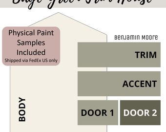 Warm White Green Exterior Home Paint Color Scheme Benjamin Moore Paint Palette Whole House Exterior Color Design Guide Renovation Project