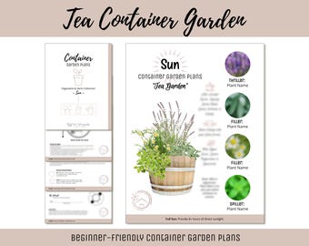Eenvoudig eetbaar containertuinplan Groentekruidentuin Ontwerp voor beginners: gebruiksvriendelijke tuingids How-To moestuinindeling Theethematuin