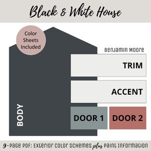 Exterior Home Paint Color Scheme Benjamin Moore Paint Selection Color Palette Exterior House Design Color Consult Paint Ideas Black & White