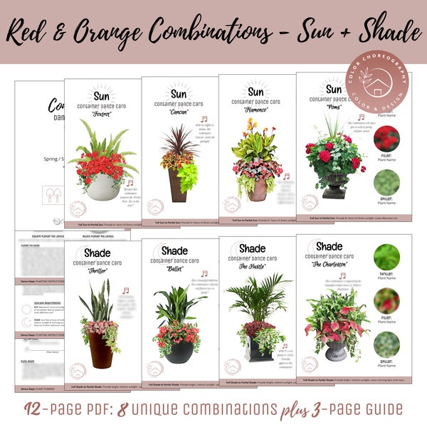 Container Garden Plan, Beginner Guide to Container Gardening, How-To Garden Design Plan, DIY Potted Garden, Planter, Red Sun & Shade Plants