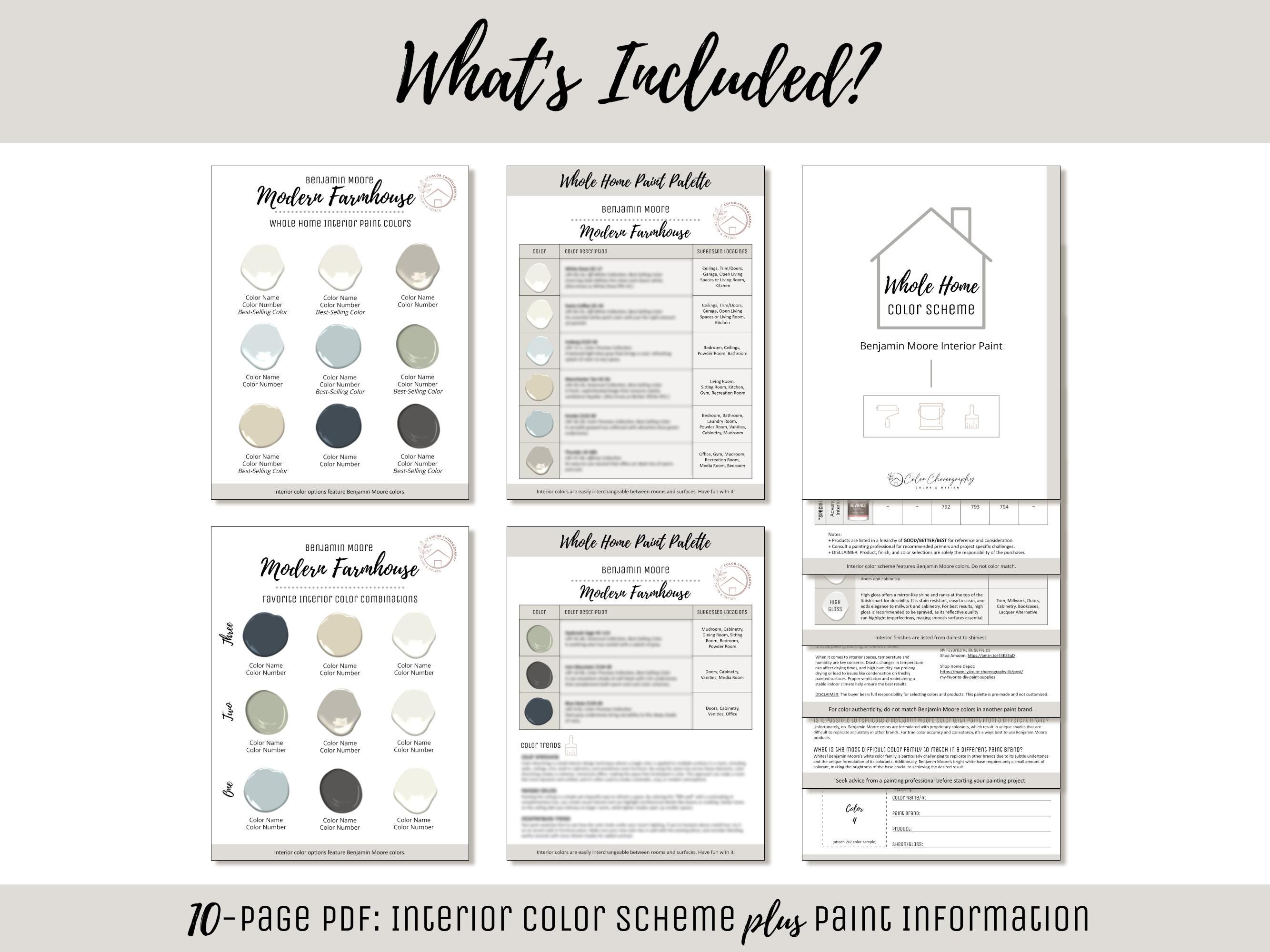 Whole Home Modern Farmhouse Paint Palette Benjamin Moore Interior Color ...