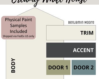 Creamy White Exterior Home Paint Color Scheme Benjamin Moore Paint Palette Whole House Exterior Color Design Guide Renovation Project Plan