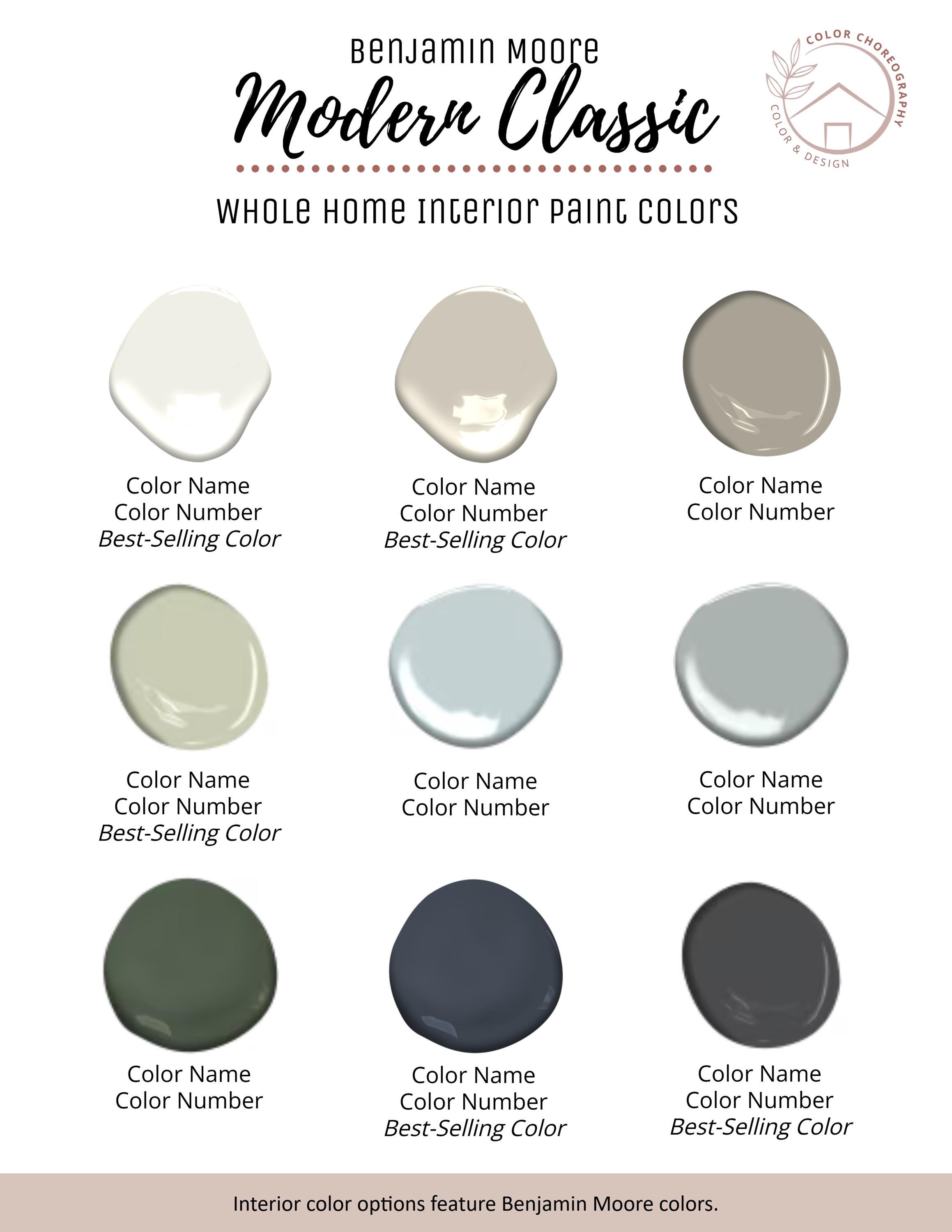 Whole Home Paint Palette Benjamin Moore Modern Classic Interior Paint ...