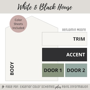 Exterior Home Paint Color Scheme Benjamin Moore Paint Selection Color Palette Exterior House Design Color Consult Paint Ideas White & Black