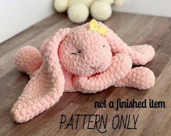 Sleepy Bunny Rag Doll Crochet PATTERN / Pattern Only / Crochet Pattern / Bunny Lovey / Rag Doll / Crochet Lovey