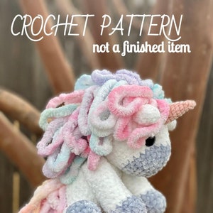 Rainbow Velvet Mini Unicorn Crochet Pattern / Crochet Pattern / PATTERN ONLY / Unicorn / Pastel Rainbow Unicorn image 1