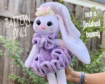Big Ballerina Bunny CROCHET PATTERN / Ballerina / Plush Bunny / Pretty / Plushy / Crochet Pattern / Crochet Rabbit