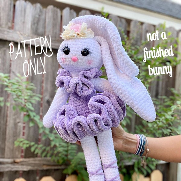 Big Ballerina Bunny CROCHET PATTERN / Ballerina / Plush Bunny / Pretty / Plushy / Crochet Pattern / Crochet Rabbit