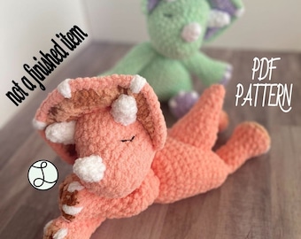 Sleepy Triceratops Rag Doll / CROCHET PATTERN / Baby Lovey / Baby Dino / Triceratops / Baby Comforter / Snuggler