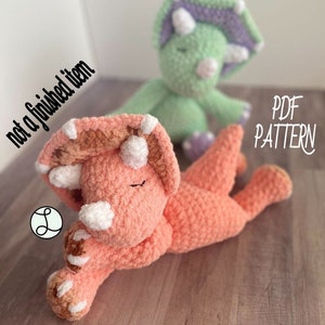 Sleepy Triceratops Rag Doll / CROCHET PATTERN / Baby Lovey / Baby Dino / Triceratops / Baby Comforter / Snuggler