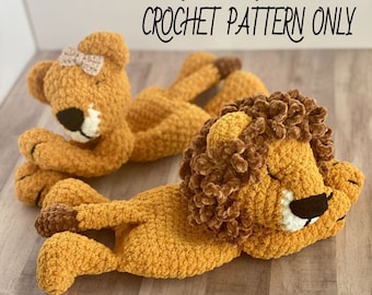 Sleepy Lion Rag Doll Crochet Pattern / Ragdoll / Zoo Animals / Safari / Baby Snuggler / PATTERN ONLY / Baby Comforter