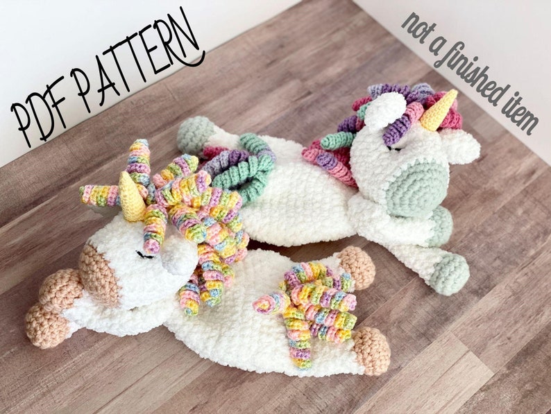 Sleepy Unicorn Ragdoll Crochet Pattern / Crochet Pattern / Lovey / Unicorn / Crochet Toy / PATTERN ONLY image 1