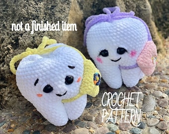 Toothy McToothson / Plushie / CROCHET PATTERN / Tooth Pillow / Tooth Fairy / Dentist Gift / Tooth Love