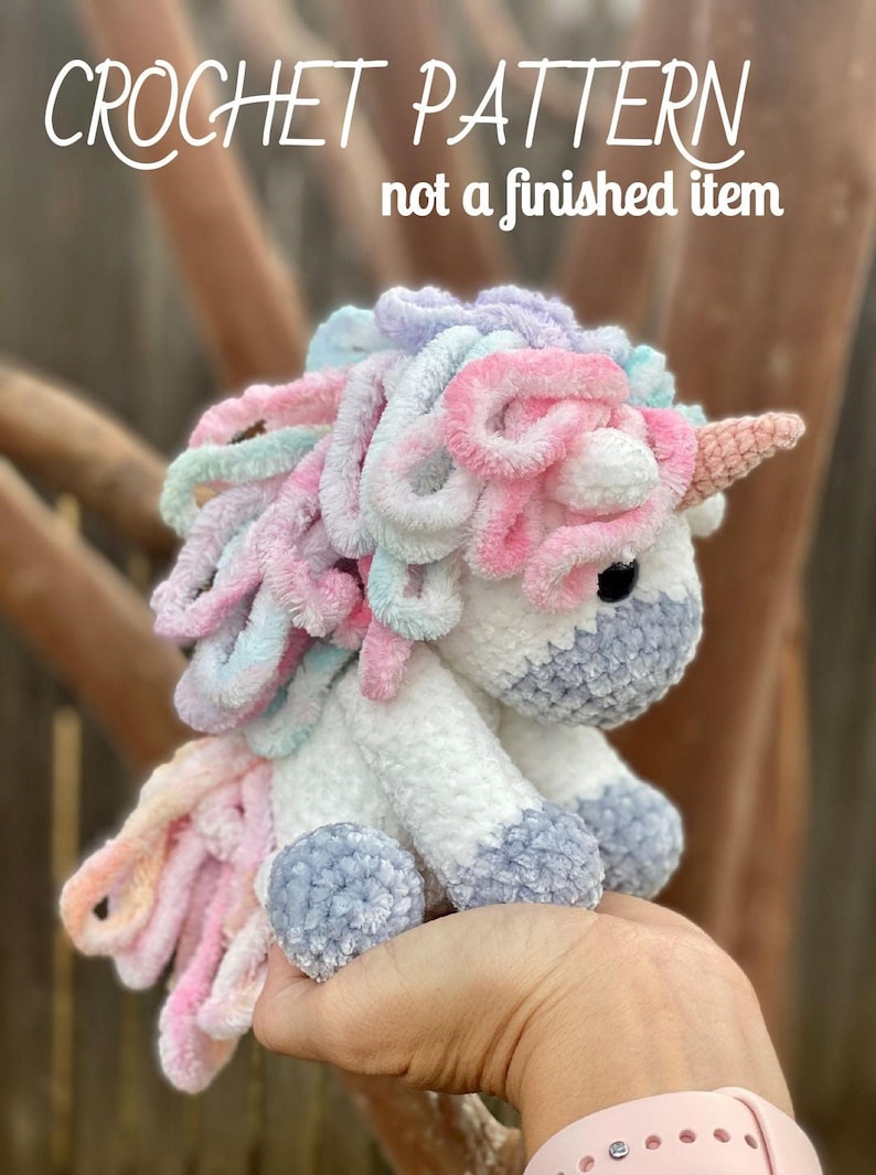 Rainbow Velvet Mini Unicorn Crochet Pattern / Crochet Pattern / PATTERN ONLY / Unicorn / Pastel Rainbow Unicorn image 1