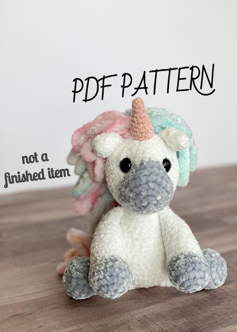 Rainbow Velvet Mini Unicorn Crochet Pattern / Crochet Pattern / PATTERN ONLY / Unicorn / Pastel Rainbow Unicorn image 3