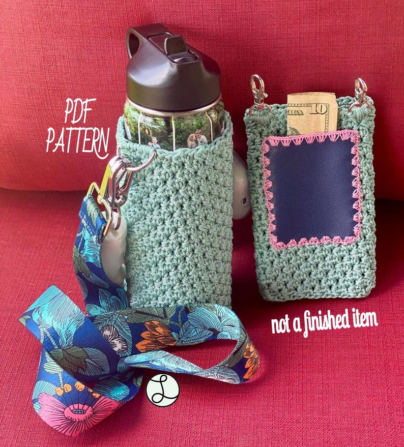 Water Bottle Phone Sling / CROCHET PATTERN / Crochet Purse / Handmade Purse / Water Bottle Purse / Phone Purse / Crossbody Bag / Sling image 3