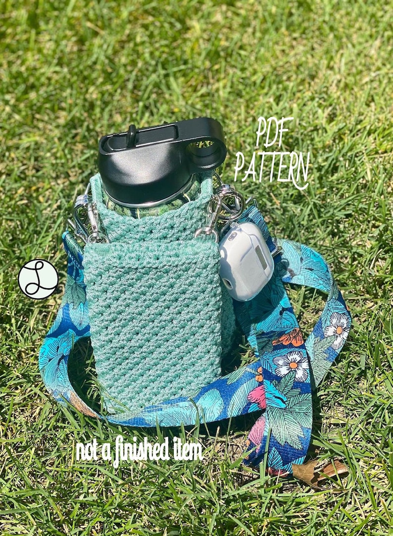 Water Bottle Phone Sling / CROCHET PATTERN / Crochet Purse / Handmade Purse / Water Bottle Purse / Phone Purse / Crossbody Bag / Sling image 7