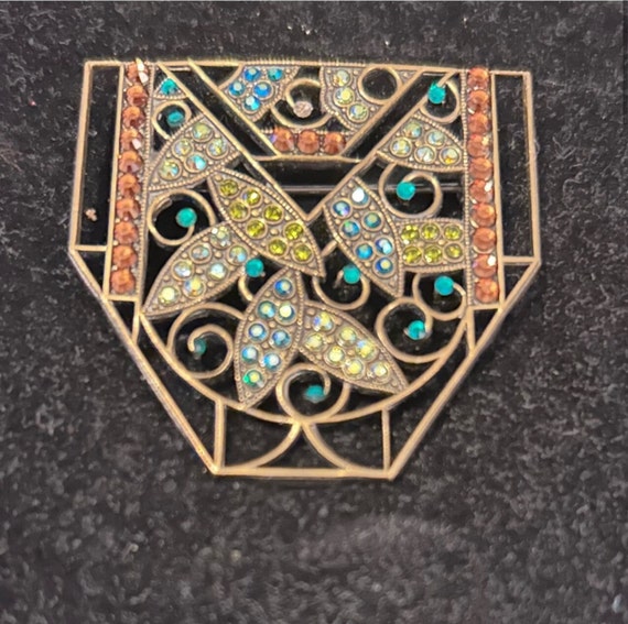 Vintage RARE Anne Koplik Art Deco Style Brooch - … - image 1