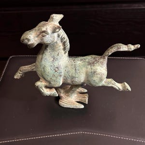 Vintage Chinese Horse of Gansu Bronze Sculpture  Horse on Swallow