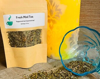 Fresh Mint Tea: Peppermint, Spearmint, fresh, herbal tea, iced tea, hot tea, tea blends, herbal tea blends, organically sourced