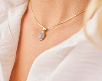 Aquamarine Necklace Aquarius, Pisces, Aries, Gemini, Libra • March, April Genuine Gemstone Necklace •Birthstone Jewelry •Summer&August Gift