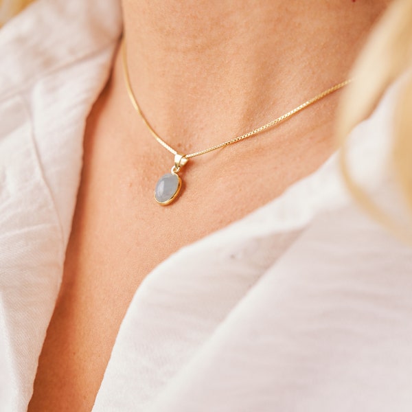 Aquamarine Necklace Aquarius, Pisces, Aries, Gemini, Libra • March, April Genuine Gemstone Necklace •Birthstone Jewelry •Summer&August Gift